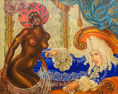 Kalmakoff+Nicholas+-+Self-Potrait+with+a+Black+Woman+-+color+-+1923
