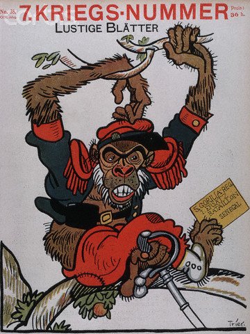 German Cartoon With France as Ape, 1914