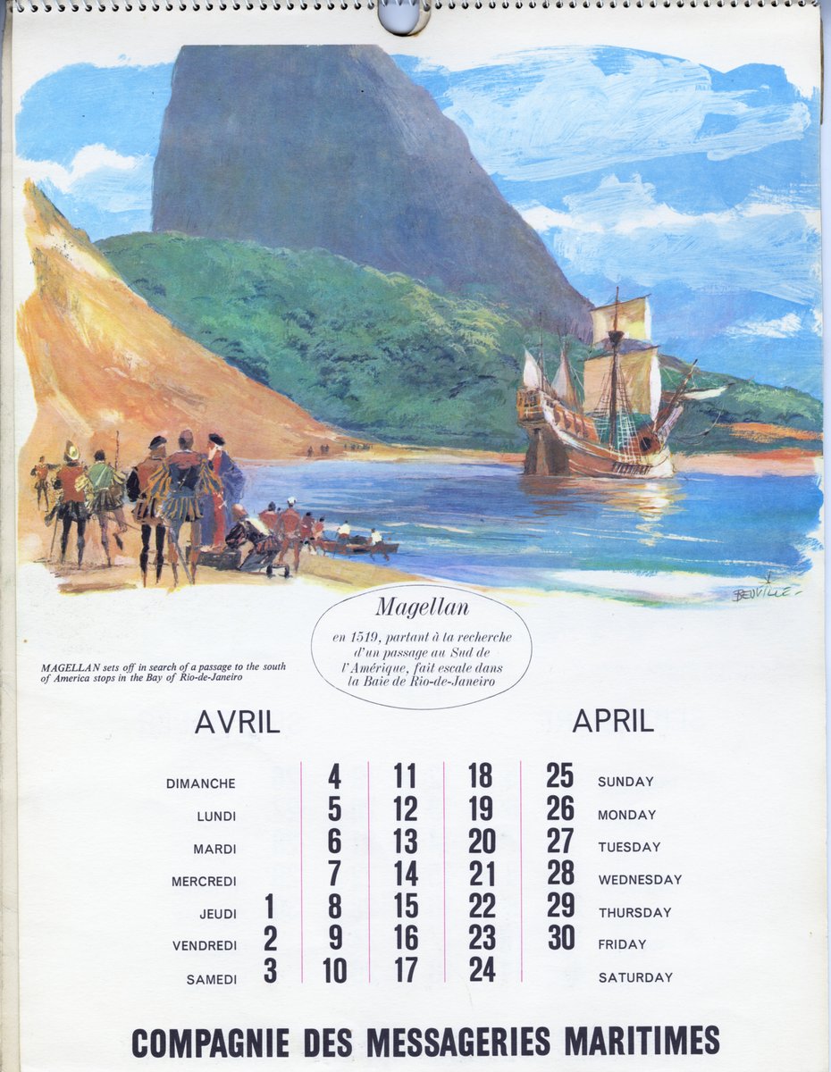 calendrier messageries maritimes 1965 beuville avril